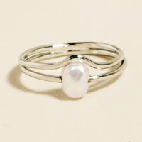 Pearl Charm Fashion Ring - Silver