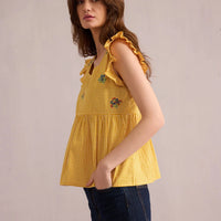 Bohera Angelina Yellow Gingham Top - Yellow