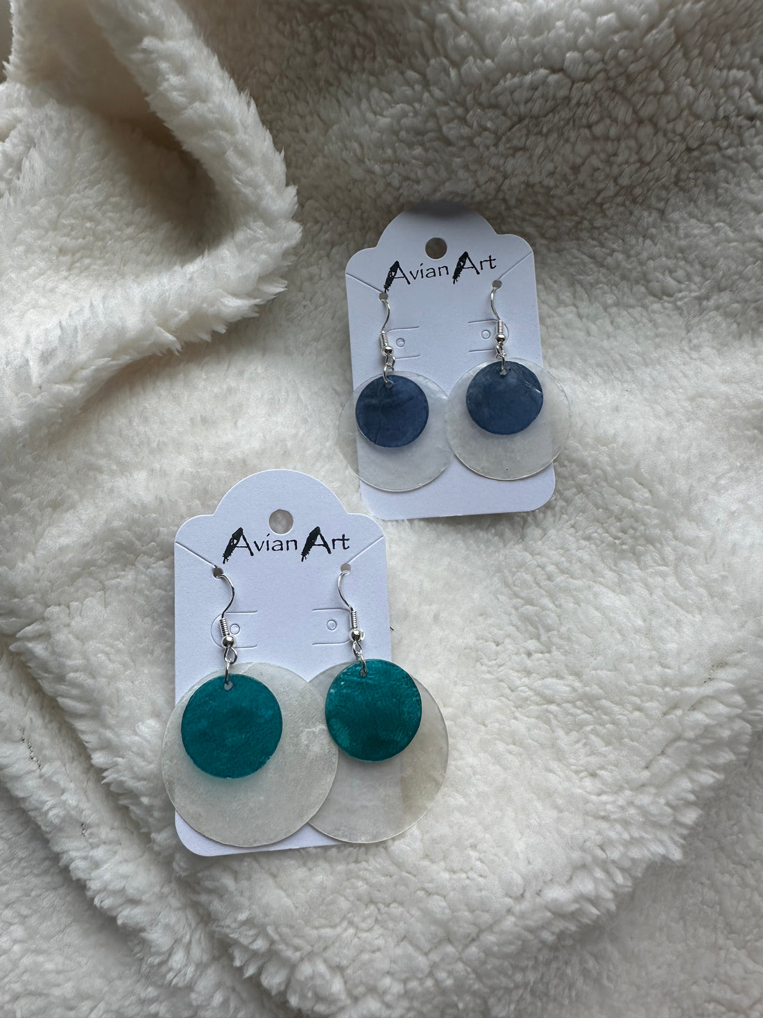 Double Circle Shell Drop Earrings
