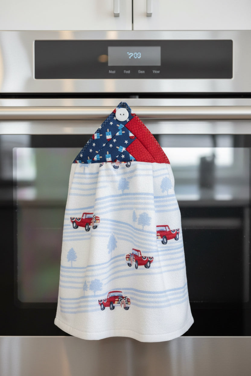 Patriotic Trucks Kitchen Towel