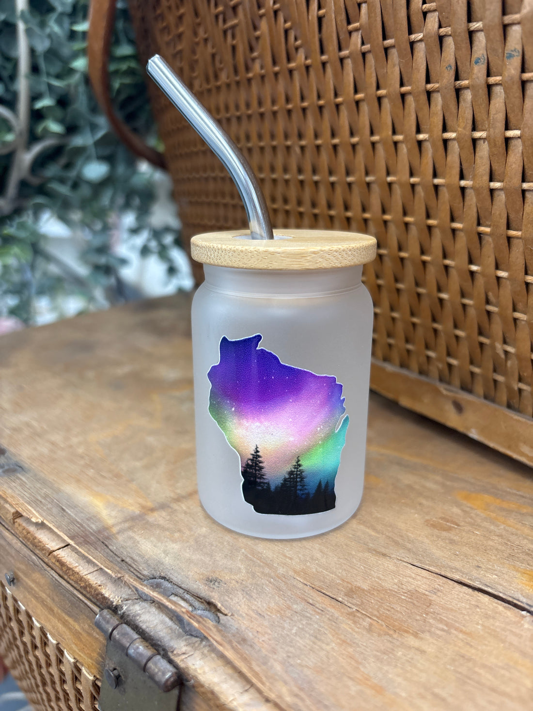 Wisconsin Aurora + Trees Shot Glass