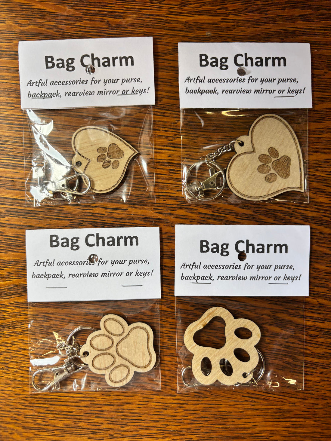 Laser Cut Bag Charm - Paw Print