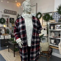 Crimson Check Cardigan