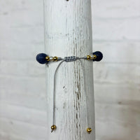 Adjustable Purple Beaded Charm Bracelet