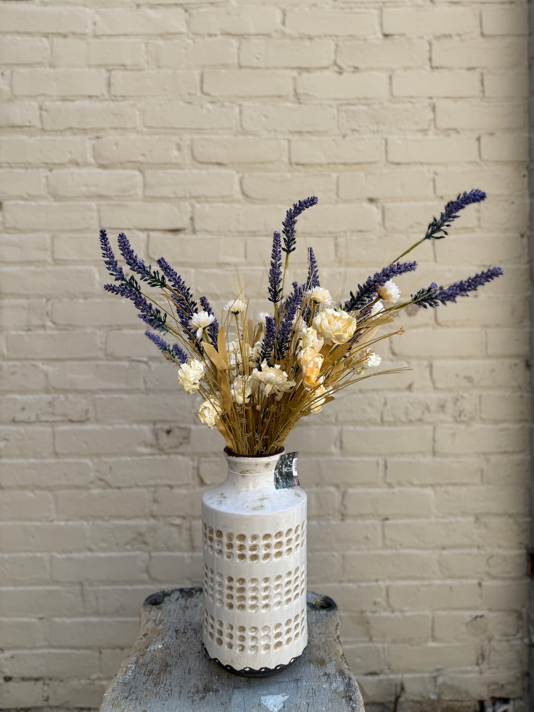 White + Tan Ceramic Pot