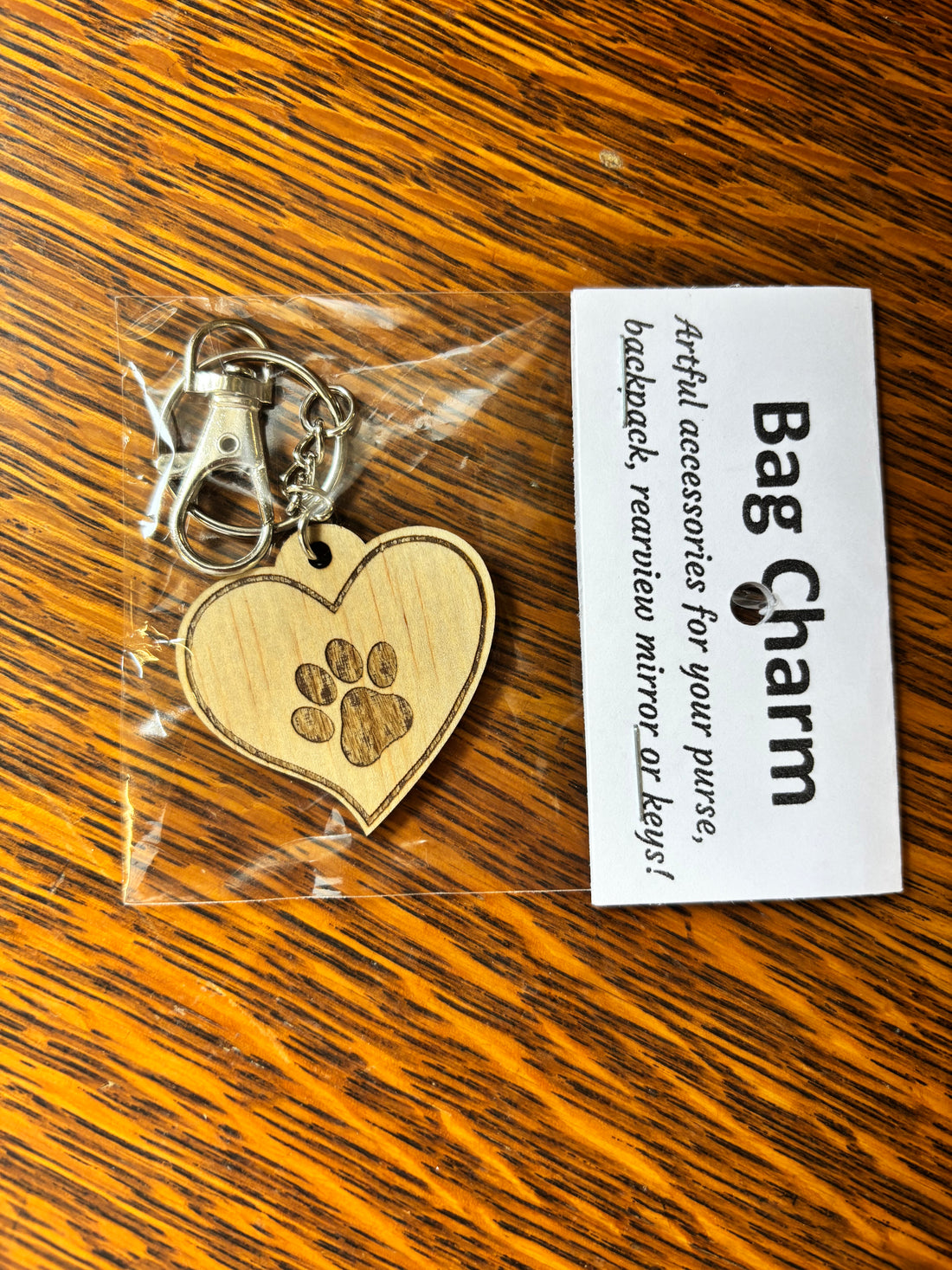 Laser Cut Bag Charm - Paw Print