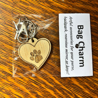 Laser Cut Bag Charm - Paw Print