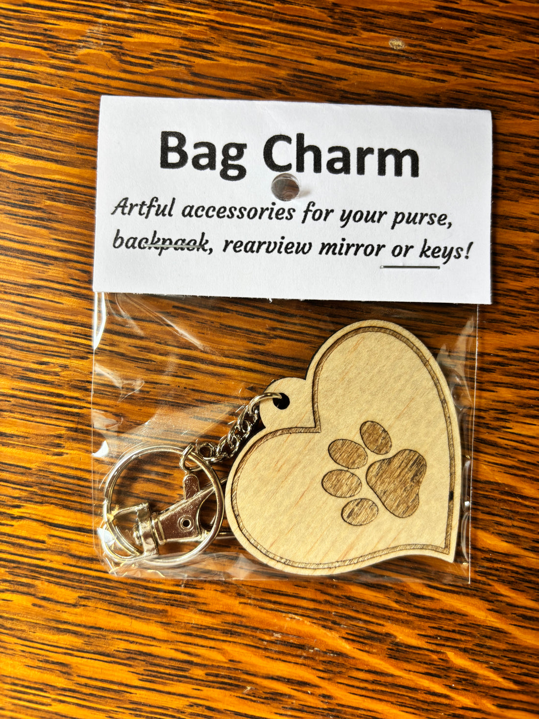 Laser Cut Bag Charm - Paw Print