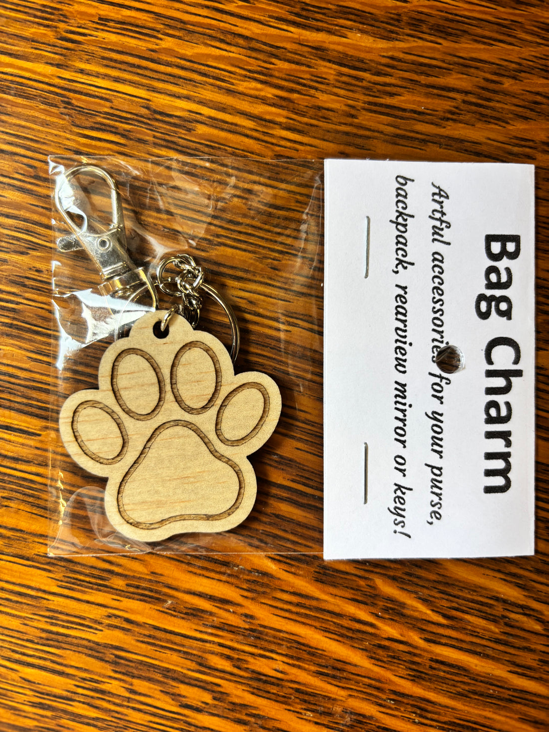 Laser Cut Bag Charm - Paw Print
