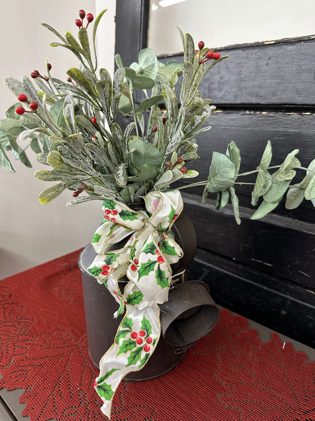 Vintage Milk Can With Faux Floral