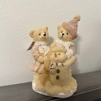 Bear Couple Building Snowman