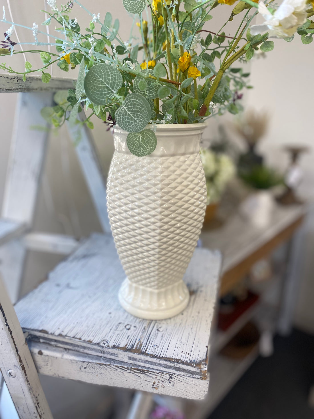 9.5" Textured White Vase