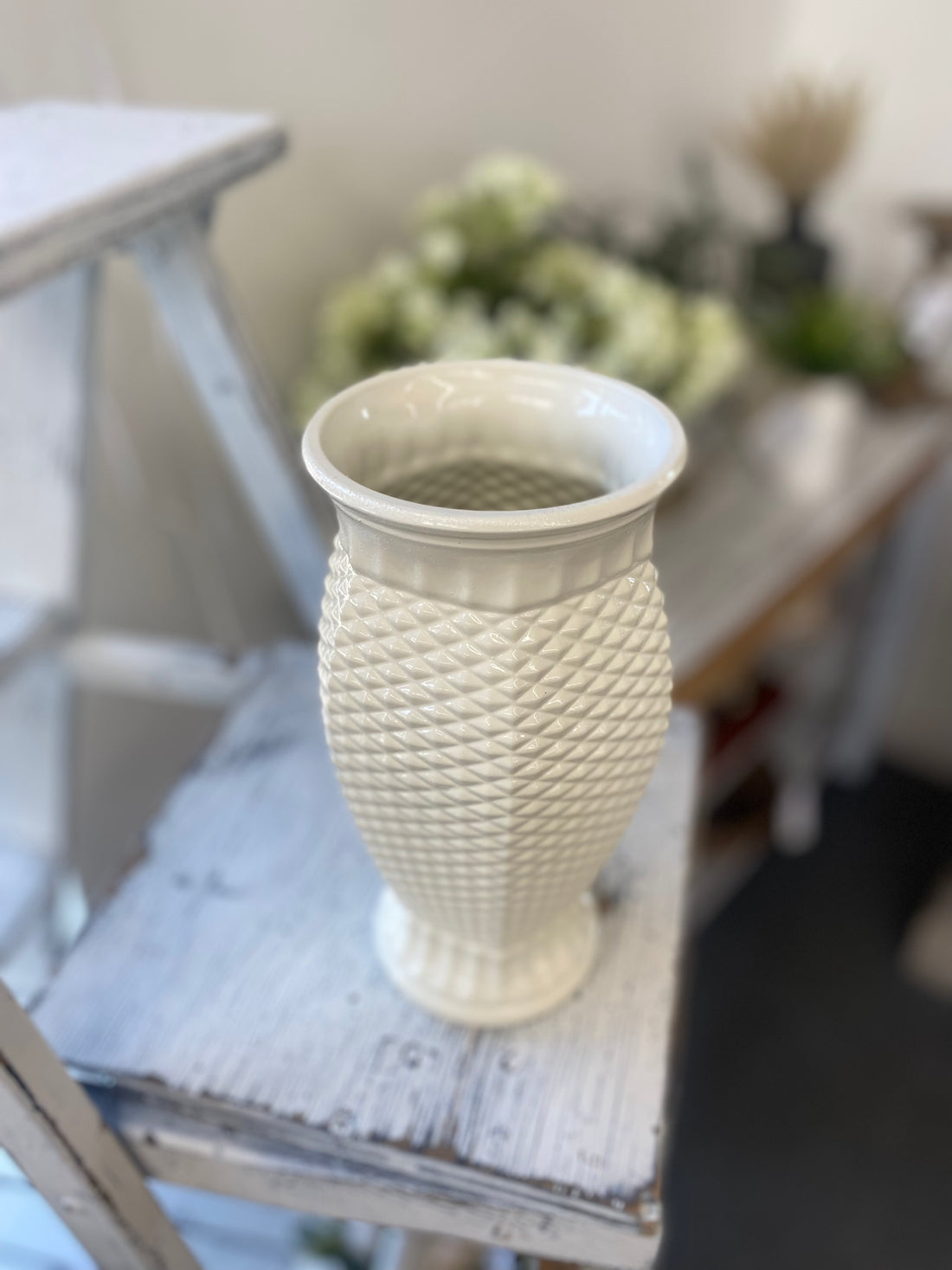 9.5" Textured White Vase