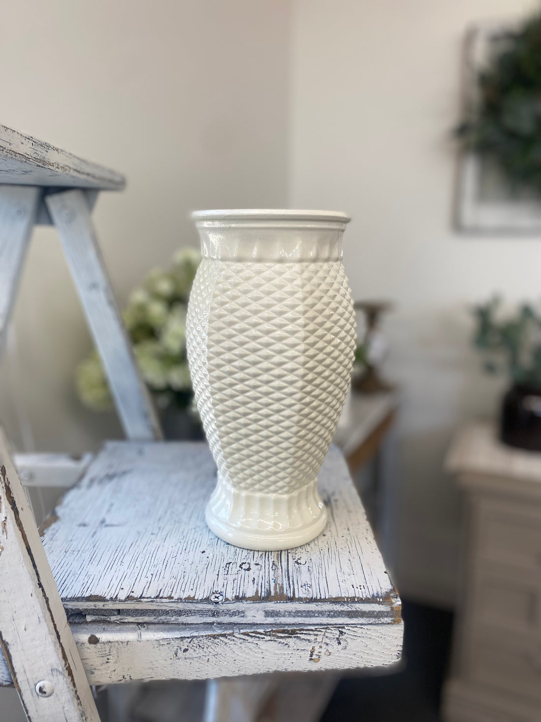 9.5" Textured White Vase