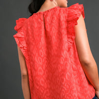 Tomato Red Leopard Top