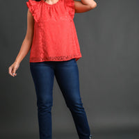 Tomato Red Leopard Top
