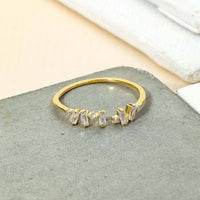 Gold Dipped Delicate Baguette Fashion Ring - Silver