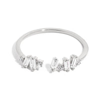Gold Dipped Delicate Baguette Fashion Ring - Silver