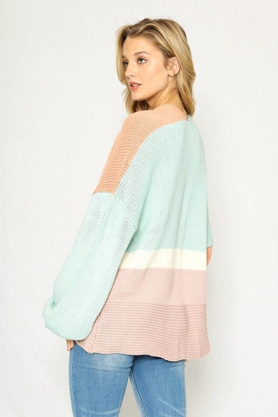 Dusty Rose Color Block Cardigan