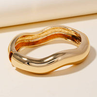 Warped Wavy Bangle Bracelet - Silver