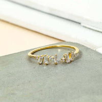 Gold Dipped Delicate Baguette Fashion Ring - Silver