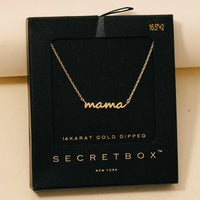 Secret Box Gold Dipped Dainty Mama Pendant Necklace - White Gold