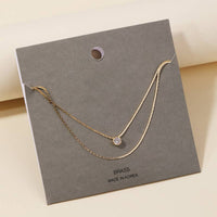 Layered Chain Stud Charm Necklace - Silver