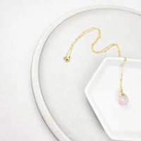 Gold Rose Quartz Nugget Necklace