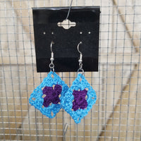 Blue & Purple Diamond Crochet Earrings