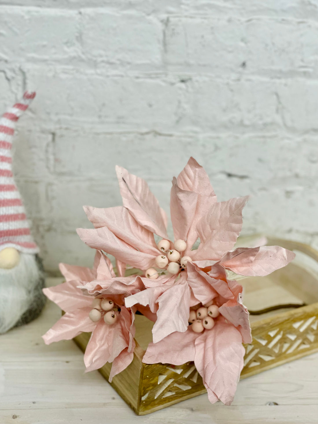 Light Pink Poinsettia Pick