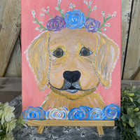 Whimsical Golden Puppy Painting