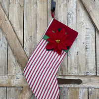 Ticking Poinsettia Holiday Stocking
