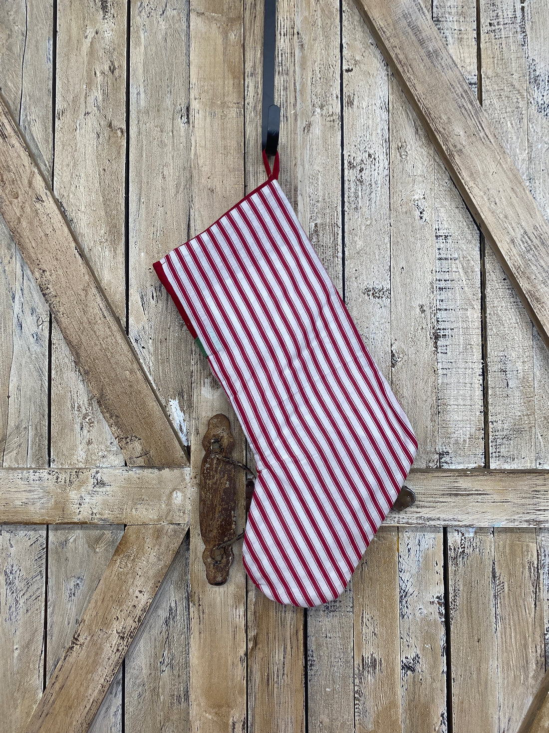 Ticking Poinsettia Holiday Stocking