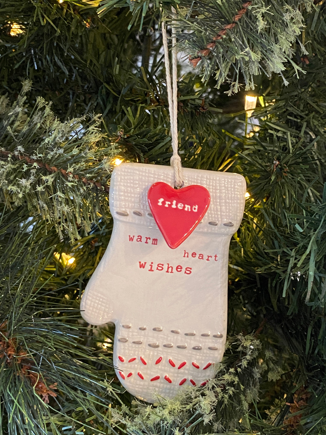 Warm Heart Wishes Mitten Ornament