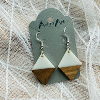 Diamond Resin/Wood Drop Earrings