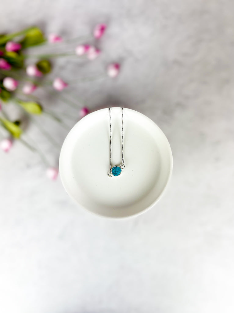 Silver Blue Druzy Slider Bracelet