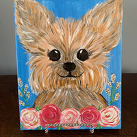 Cheerful Rosey Yorkie Painting