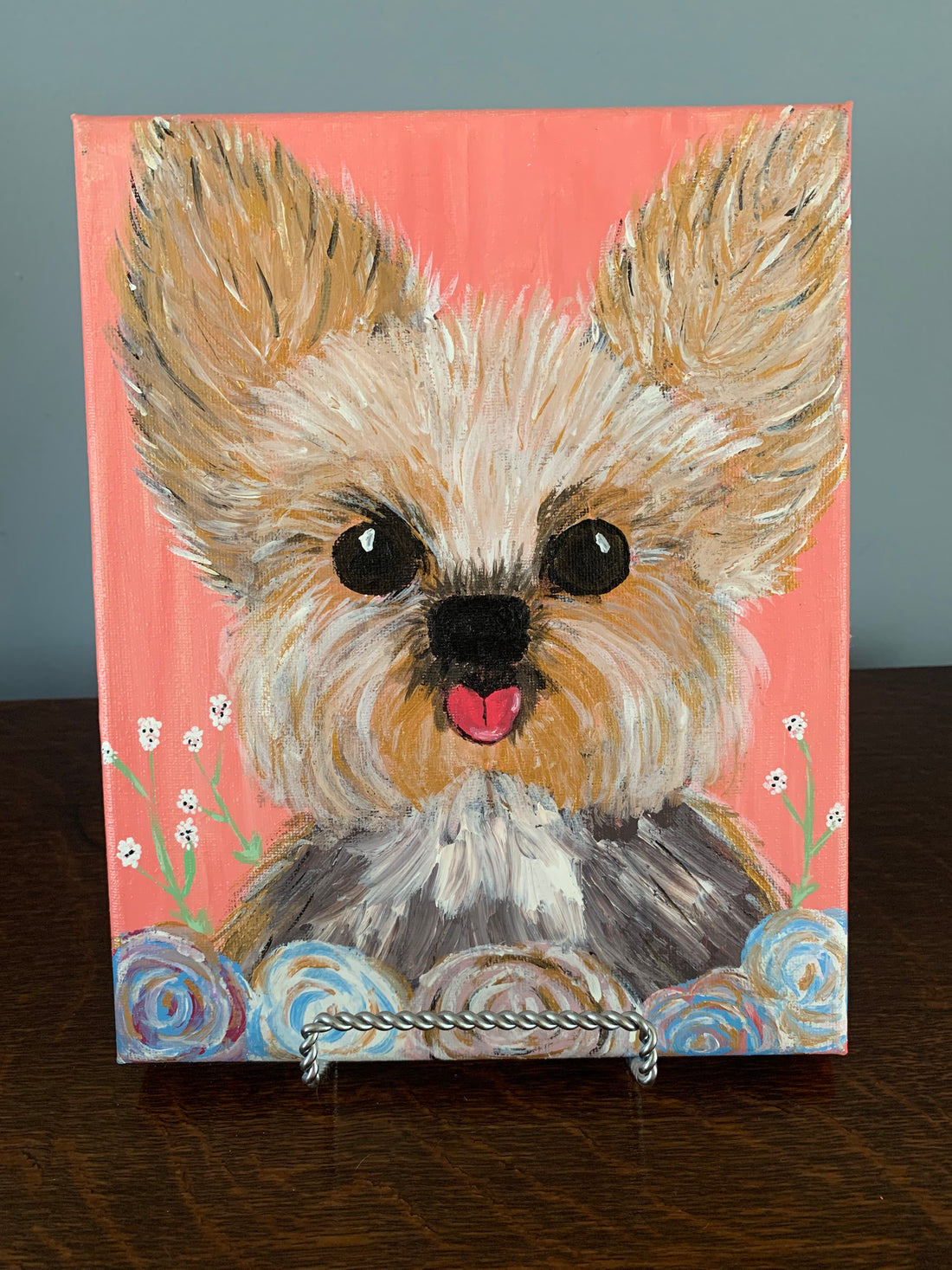 Yorkie Sticking Out Tongue Painting