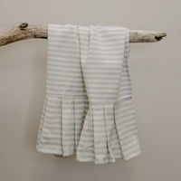 Striped Tea Towel with Ruffle - Cream with Grey Stripes