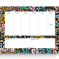 Black Floral Weekly Planner Notepad