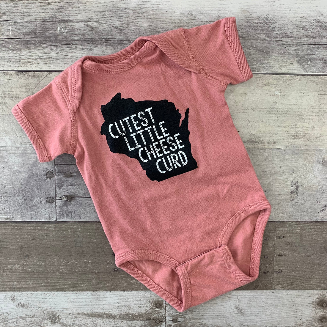 Cutest Little Cheese Curd Onesie - Dusty Pink